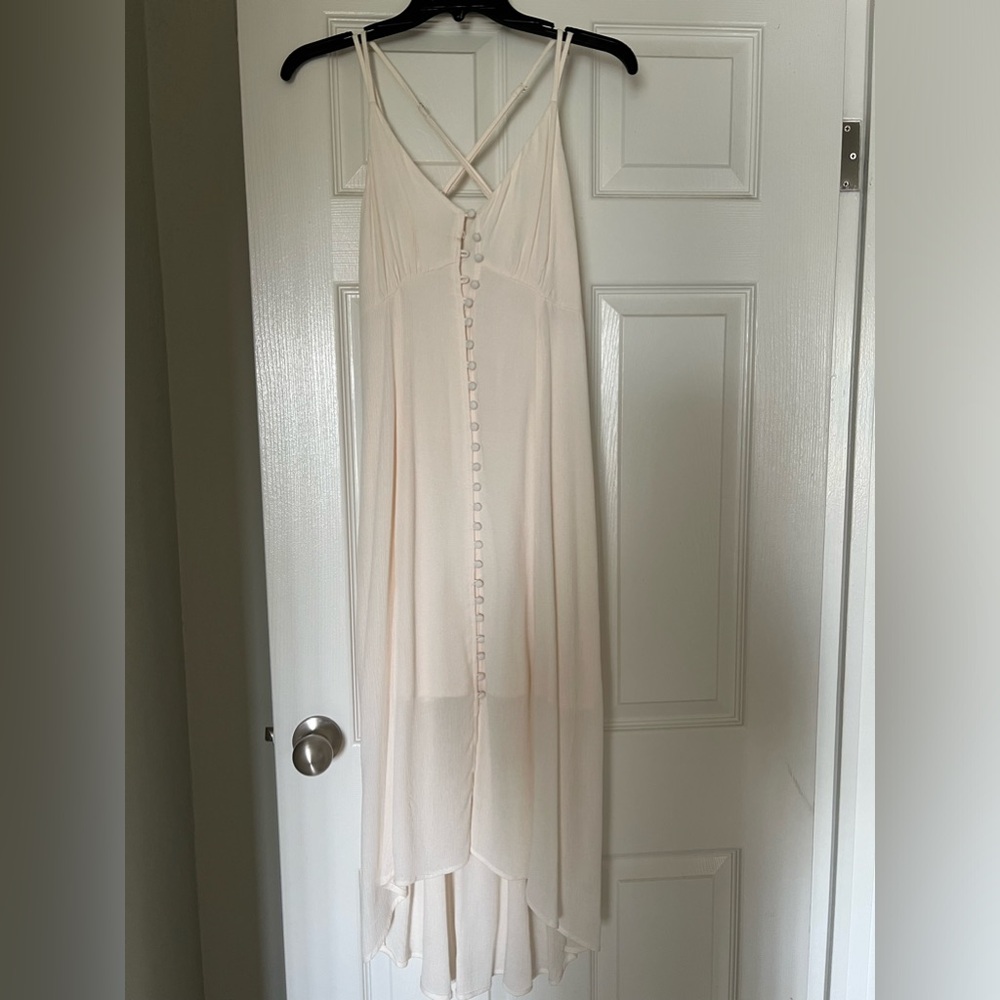 Linen blend high low dress